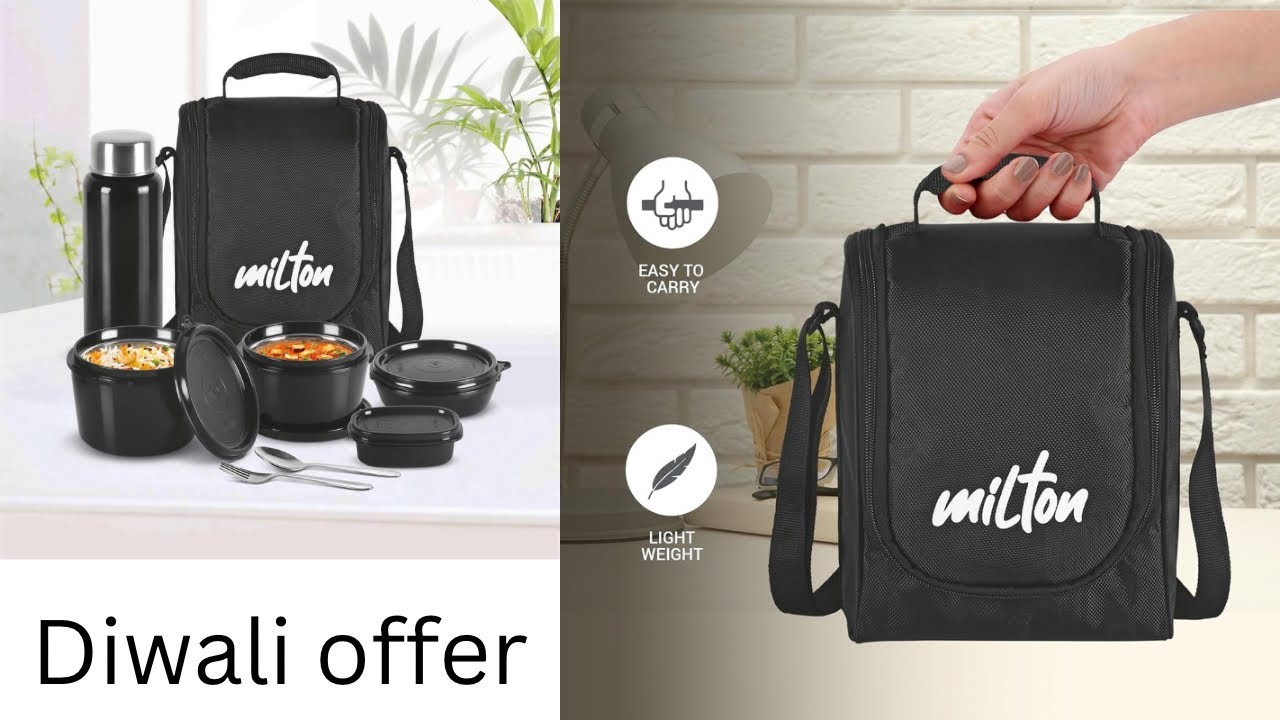 Milton Pro Lunch Tiffin (3 Microwave Safe Inner Steel Containers, 180/320/450 ml; 1 Plastic Chutney