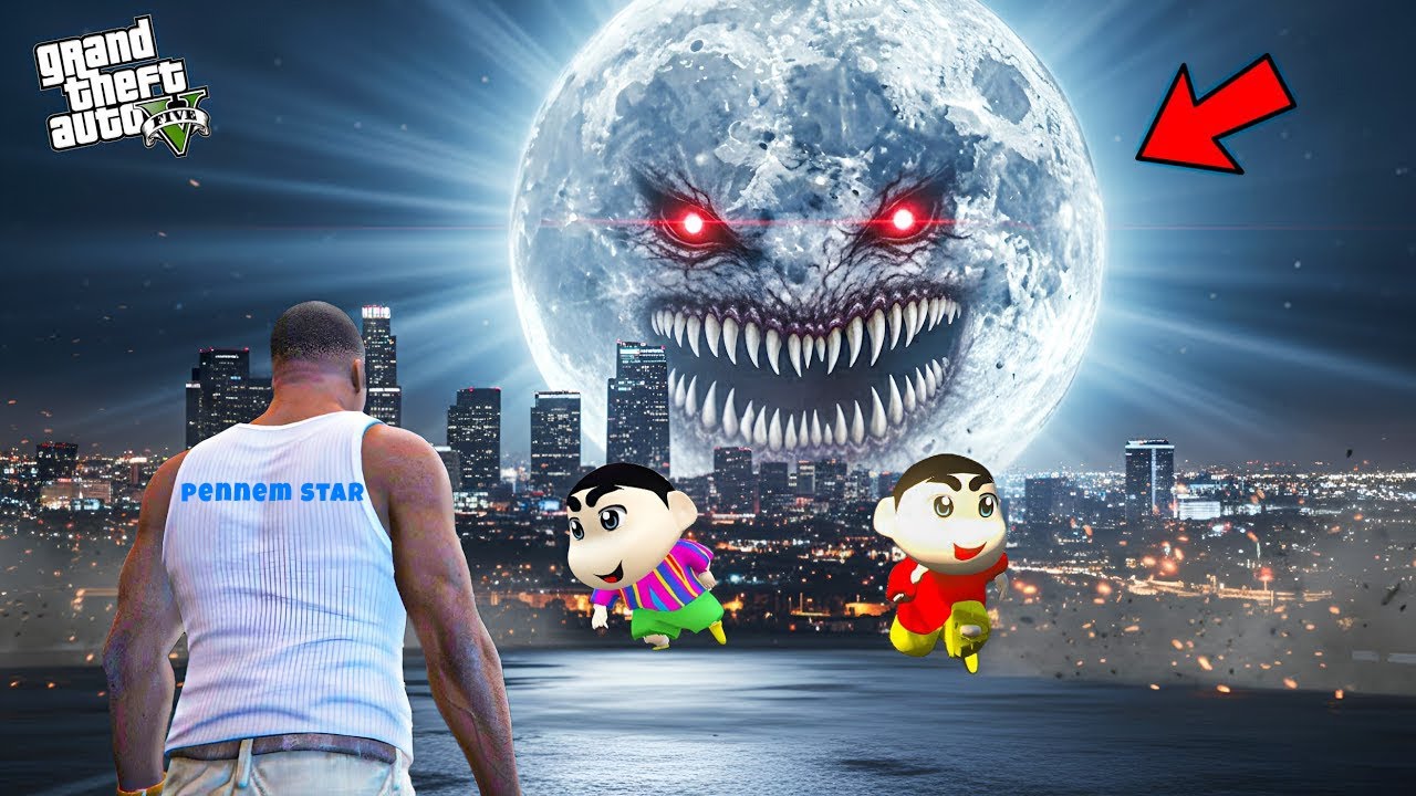 Franklin And Shinchan The Moon Wakes up in GTA 5! Telugu Gameplay