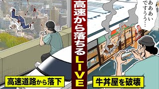 【壮絶死】高速から落下するLIVEで...牛丼屋を破壊。100万人が視聴。