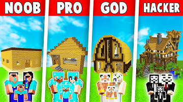 Minecraft NOOB vs PRO vs GOD: FAMILY FOREST HOUSE BUILD CHALLENGE in Minecraft / Animation