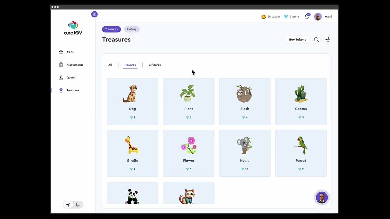 curaJOY Treasure Page