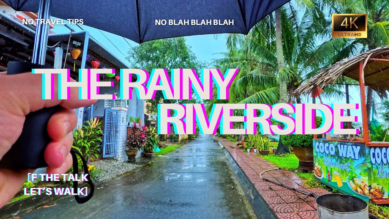 Walking Tour - Rainy Riverside - Cua Dai, Vietnam - 4K