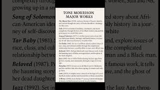 Toni Morrison | Important works for English literature students #tonimorrison #novel #english