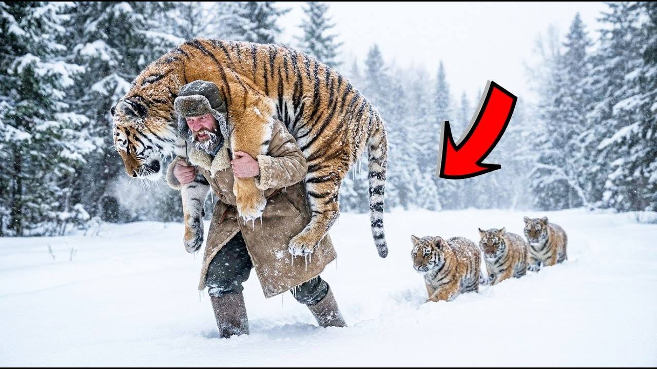 Он нёс ТИГРИЦУ на плечах 10 километров в -50°C. То, кто бежал за ним всё это время - НЕВЕРОЯТНО!