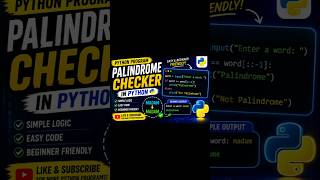 Palindrome Checker in Python 🔥 | Easy Python Program for Beginners