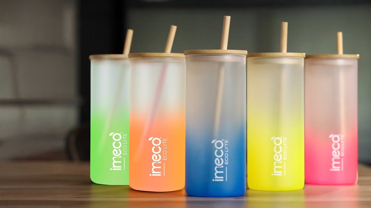 IMECO ECO LYTE Gradient Glass Sipper Bottle with Straw | Leakproof | Borosilicate | Travel-Friendly