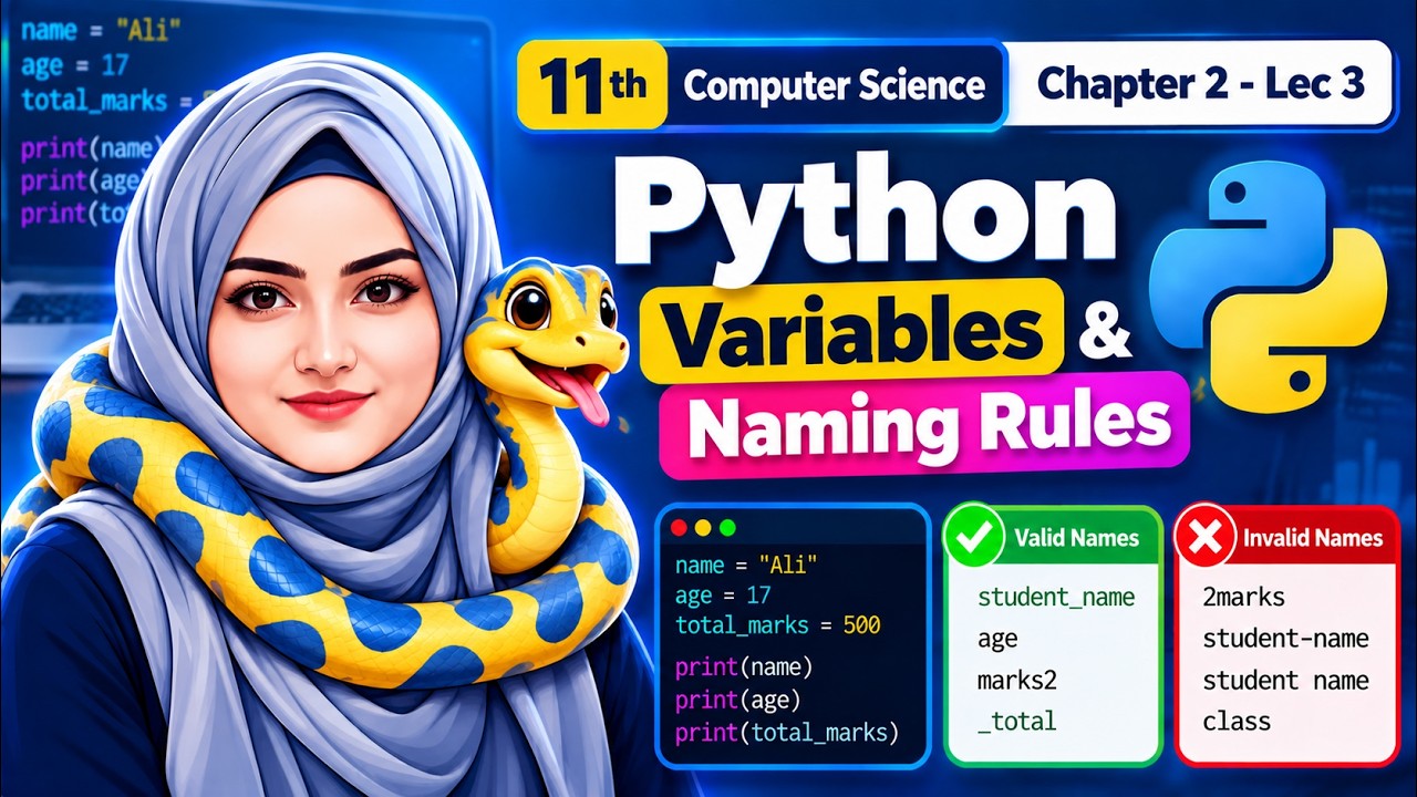 Python Variables & Naming Rules | 11th Computer Science - Ch 2 - Lec 3