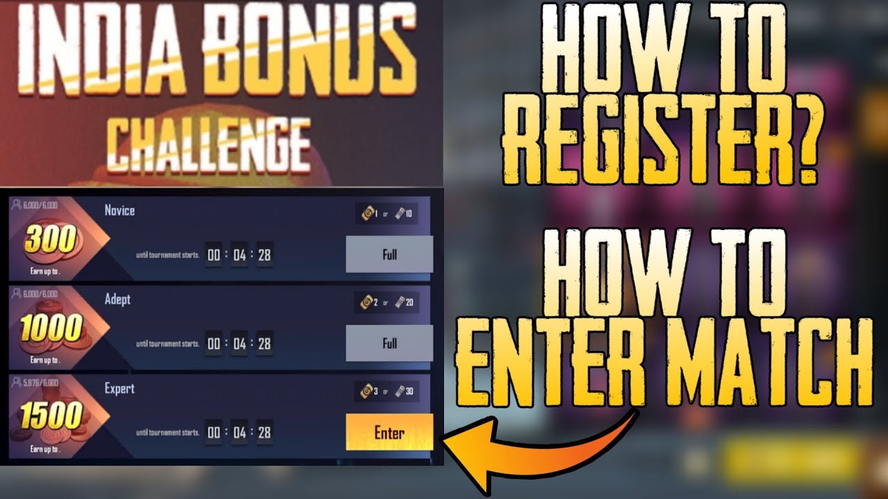 India Bonus Challenge Pubg Mobile How To Register | Pubg ... - 