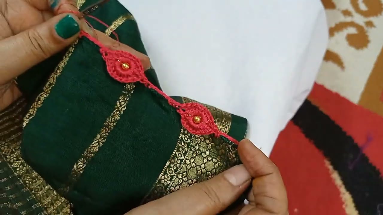 New saree kuchu crosha trending design #shashikala 7667#basava gastric academy #yarn#sareekuvhuu