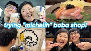 celebrating our 10 yr anniversary, private omakase  + trying 'michelin' boba shop!