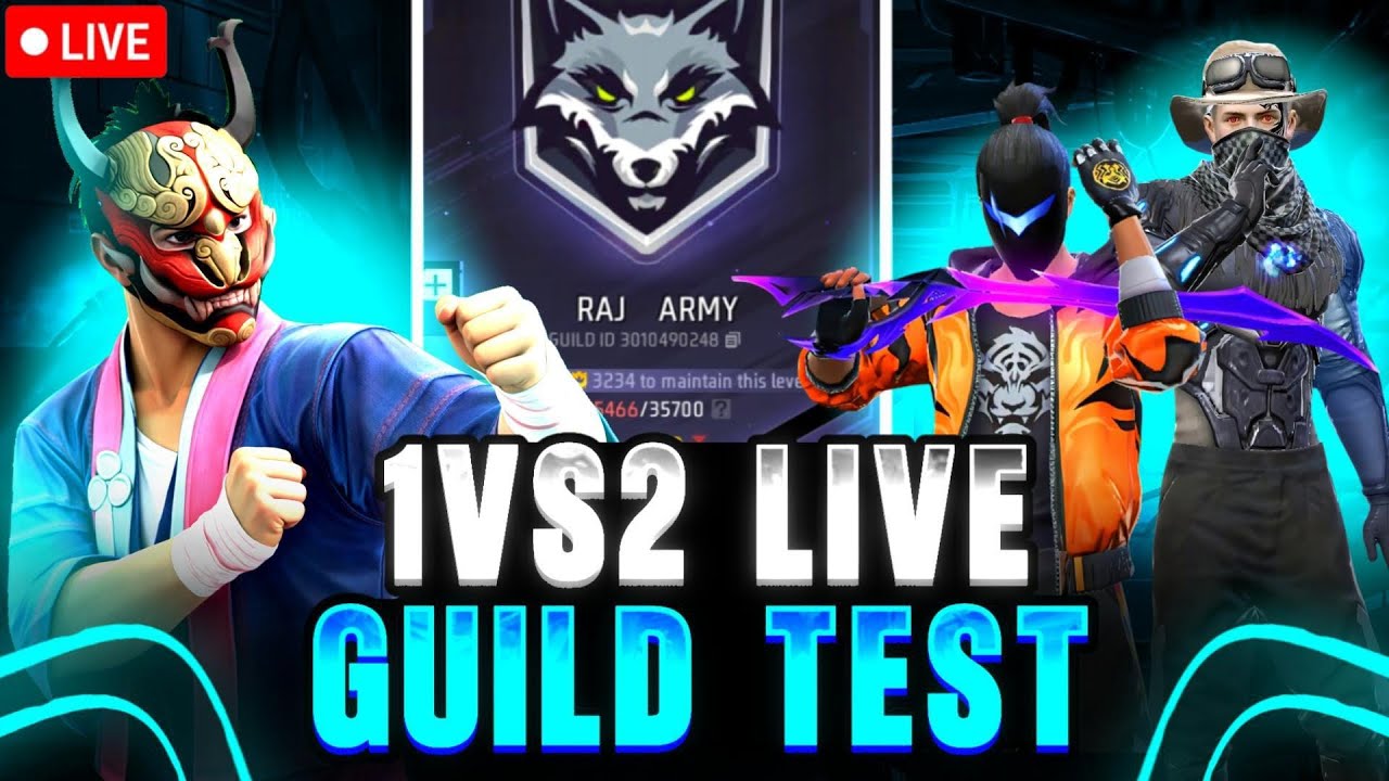 GUILD TEST REACTION 😱 | FF LIVE 1v2 | FOR XRG GUILD | Free Fire 