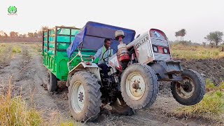 Power Of Eicher 242 Tractor 100 Bags 50 Quintal Loade Trolley Pulling Easily