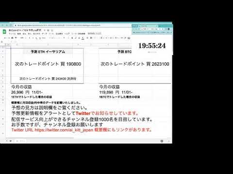AI予想 ビットコイン・イーサリアムLive配信　2022・11・22