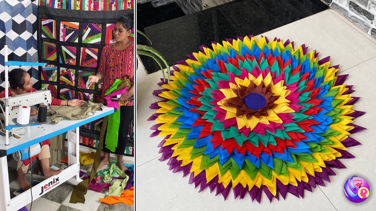 Beautiful Doormat making at home with old clothe reused - YouTube
