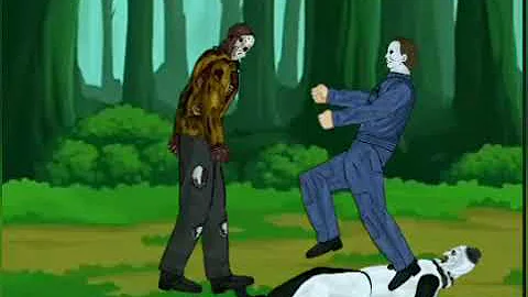 Kratos Vs Art the clown Vs Michael Myers Vs Jason voorhes (THE BATTLE OF LEGENDS)