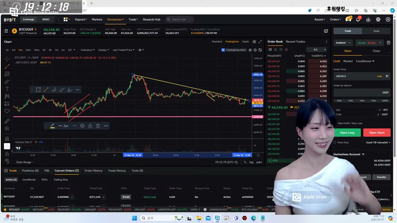 코인선물 실시간] 월말 단타 5프로 두번먹으면 퇵은 . 240531#비트코인#박호두#강은호 - YouTube