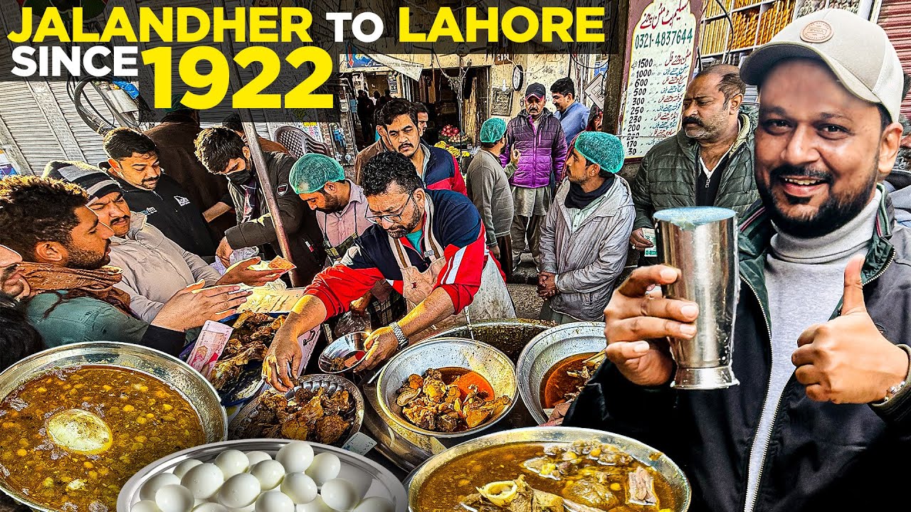 Lahori Mutton Chanay, Jalandher Halwa Puri | Best Nashta in Lahore | Pakistani Street Food