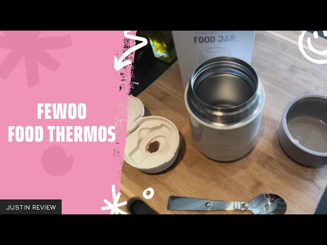 FEWOO Food Thermos - 20oz Vacuum Insulated Soup Container, Stainless Steel  Lunch box for Kids Adult, Leak Proof Food Jar with Folding Spoon for Hot or