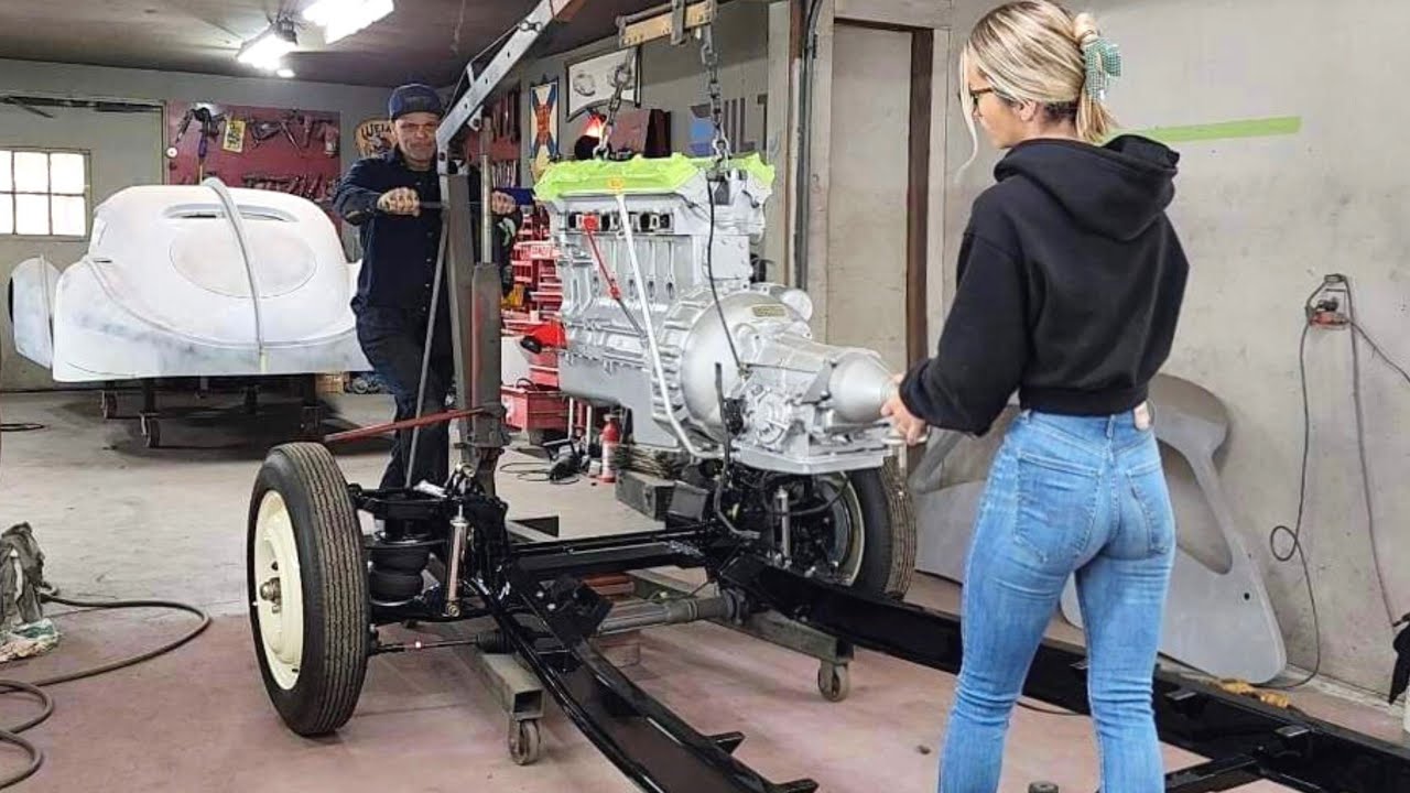 The moment of truth: is the new Jaguar engine going to fit the chassis? 😬