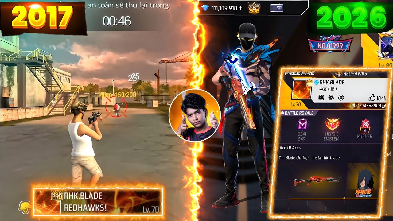 2017 সালের RHK BLADE Vs 2026 সালের RHK BLADE 😱 || Free Fire Old Player 2017 Vs 2026 - Free Fire