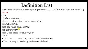 40. Definition List in HTML | Hindi