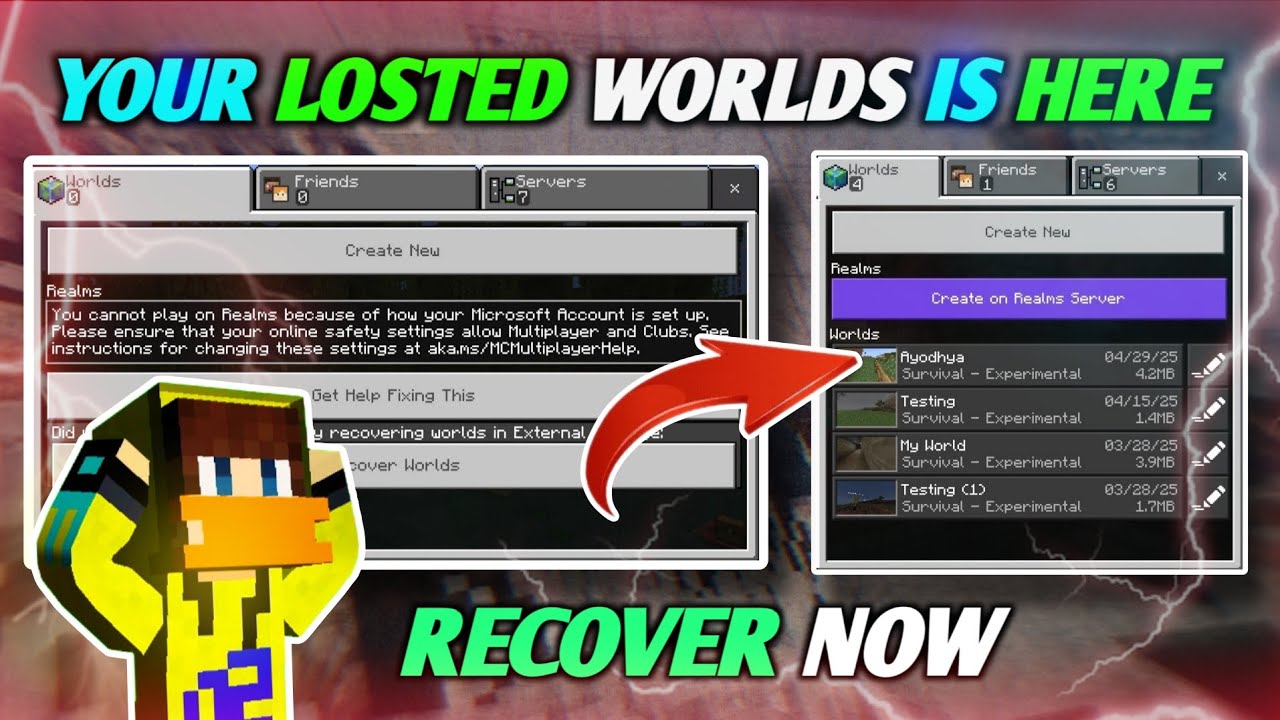 How To Recover Losted Worlds In Minecraft | Find Your Deleted Minecraft Worlds In Files | In Hindi