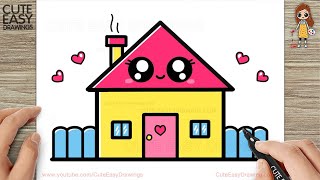 How to Draw a Cute House Easy for Kids and Toddlers - 2