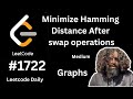 Leetcode 1722 | Minimize Hamming distance after swap operations | graphs 