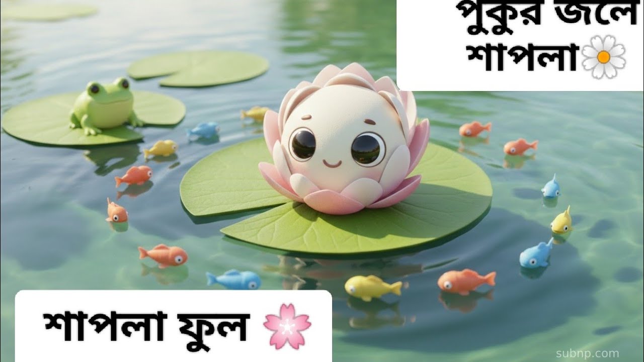 পুকুর জলে শাপলা ফুল 🌸 | Cute Shapla Flower Bengali Kids Rhyme | 3D Cartoon Song