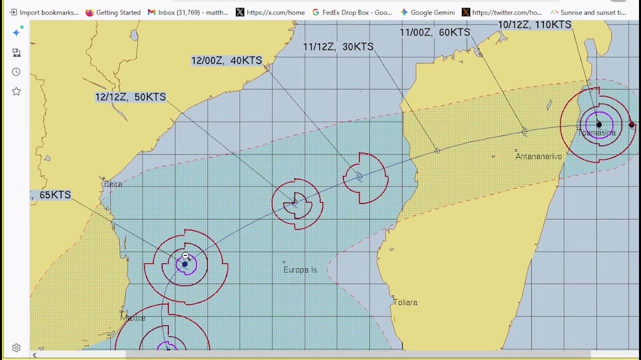 Tropical Cyclone GEZANI worldwatch as of 8am pst, Feb 10th