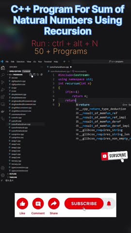 program of sum of natural numbers ising recursion in C++| #shorts # ...