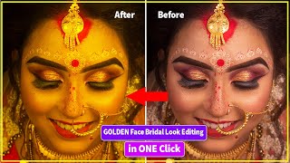 Wedding Album Design With Golden Face | Golden Face Effect in Photoshop | Golden Bridal Look Effect