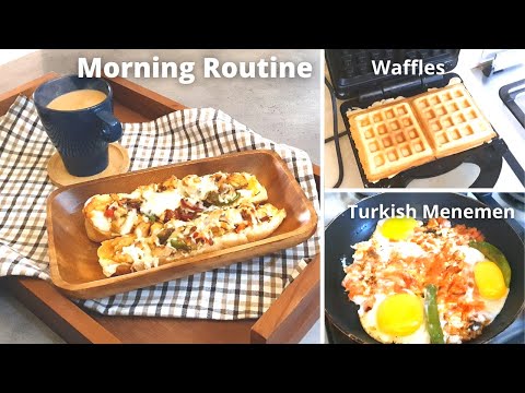 Morning Kitchen Routine Waffles, Turkish Menemen, Chicken Fajita Sandwich, Kitchen Story Silent VLOG