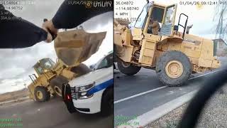 Unbelievable Police Chase as Suspect Rams Cars With Stolen Heavy Equipment