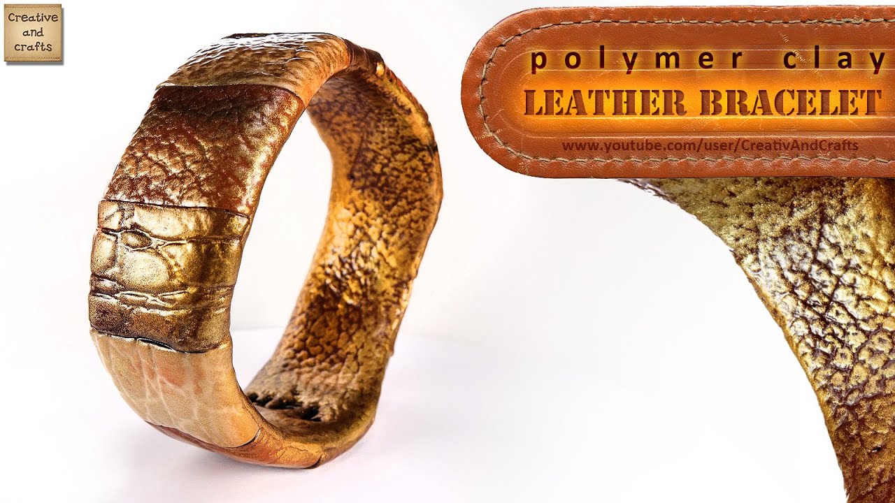 Полимерная глина - КОЖАНЫЙ браслет (Polymer clay leather bracelet) / Светлана Няшина