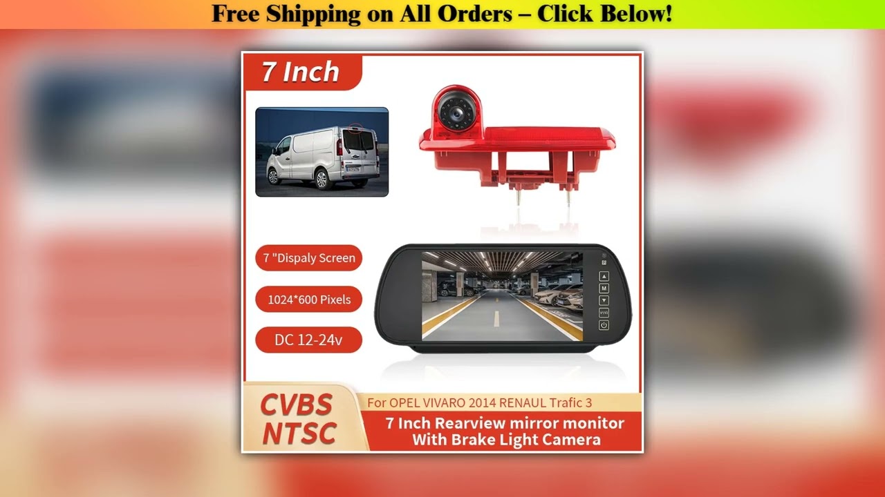 7-inch Car Rearview Mirror Display Screen With Car Brake Light Reverse Camera For OPEL VIVARO 2014