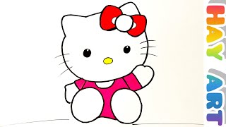 How to draw hello kitty and coloring 🎭🎨🐈‍⬛🐈🎨🎭 screenshot 3