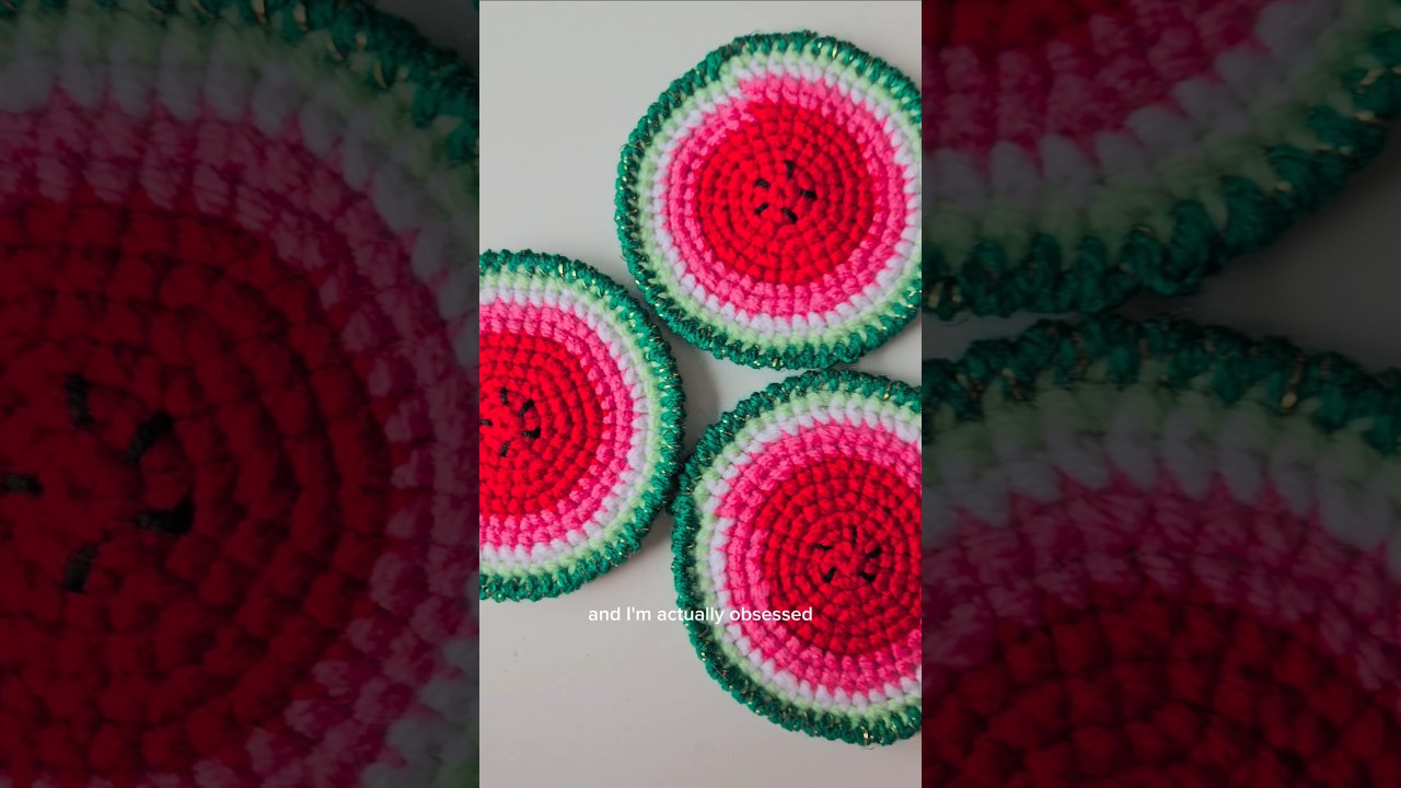 Day1: watermelon coaster pattern by Easy Breezy Crochet 🍉