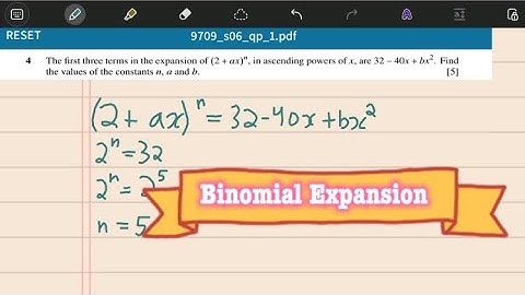 (M/J2006 /P1) A level math Binomial Expansion