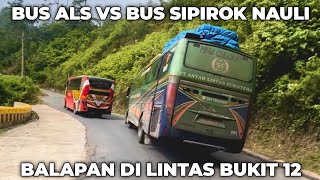 BUS ALS 111 BALAPAN DENGAN BUS SIPIROK NAULI DI LINTAS BUKIT 12 MUARA SIPONGI SUMUT