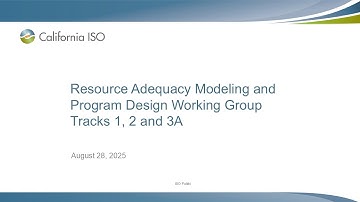 Aug 28, 2025 - Resource Adequacy Modeling and Program Design Working Group Tracks 1, 2 and 3A