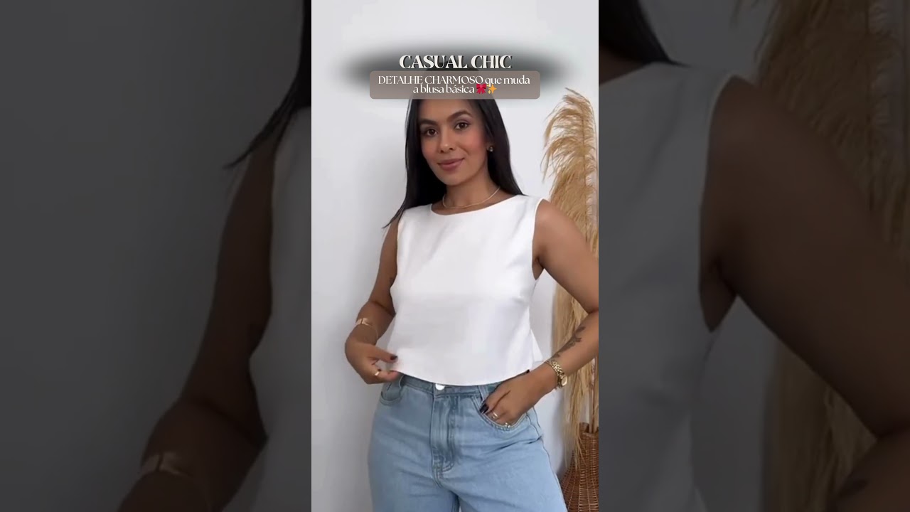 DETALHE CHARMOSO Blusa Regata Com Laço 🎀✨ 