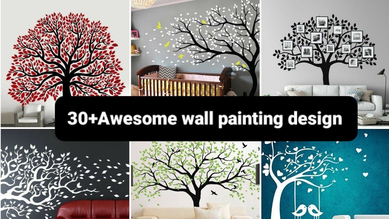 Best wall painting design। wall art tree design ideas । Amazing wall