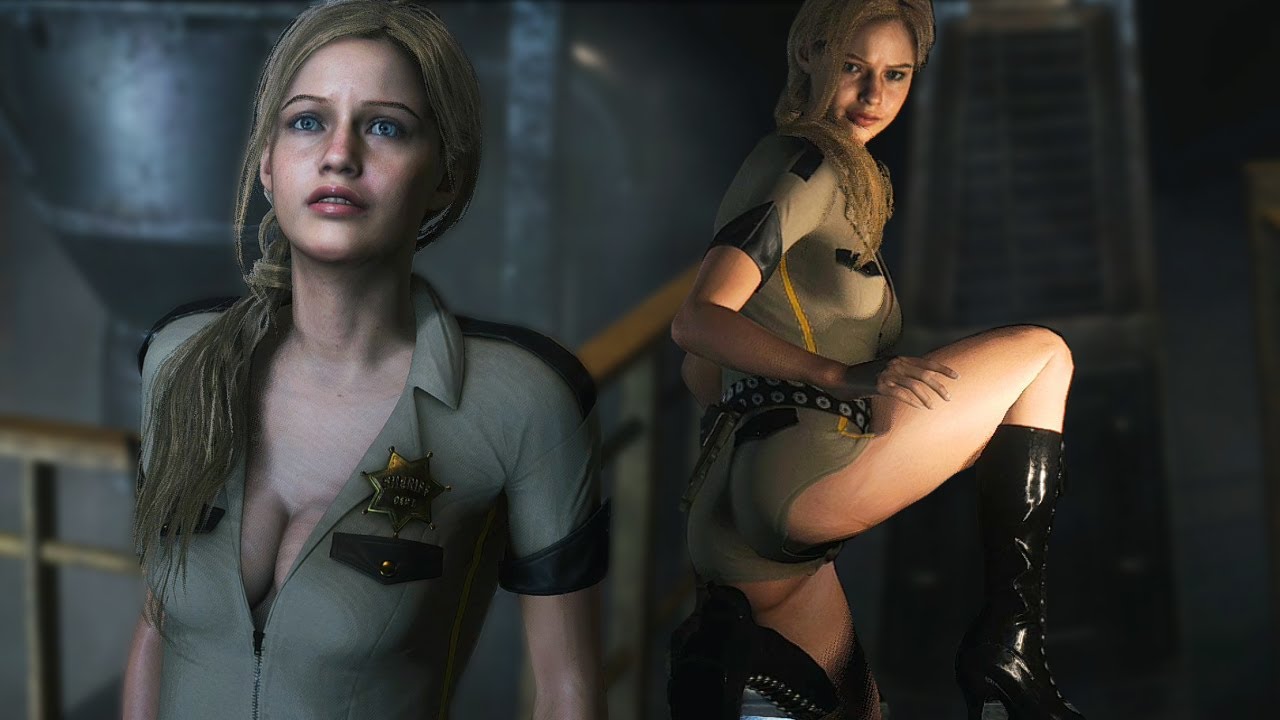 Sheriff Claire (No Hat) Costume Mod Resident Evil 2 Remake Gameplay and cin...