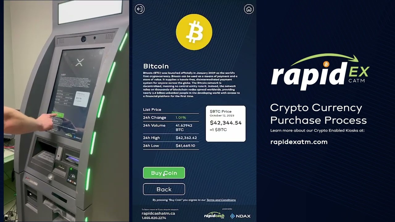 Using a RapidEx Crypto Enabled ATM to purchase Crypto Currency.