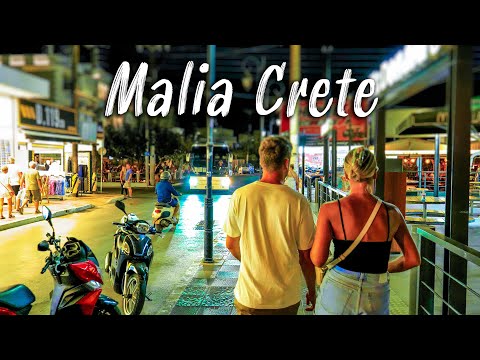 Malia Crete, walking tour 4k, Greece 2022