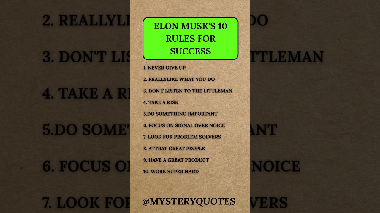 Elon Musk's 10 Rules for Success | Inspirational Business Wisdom 