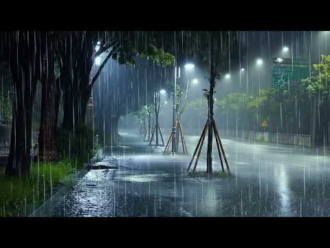 Overcome Stress & Sleep Instantly with Heavy Rain at Night | Rain Sounds ASMR