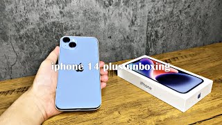 iPhone 14 plus blue unboxing aesthetic