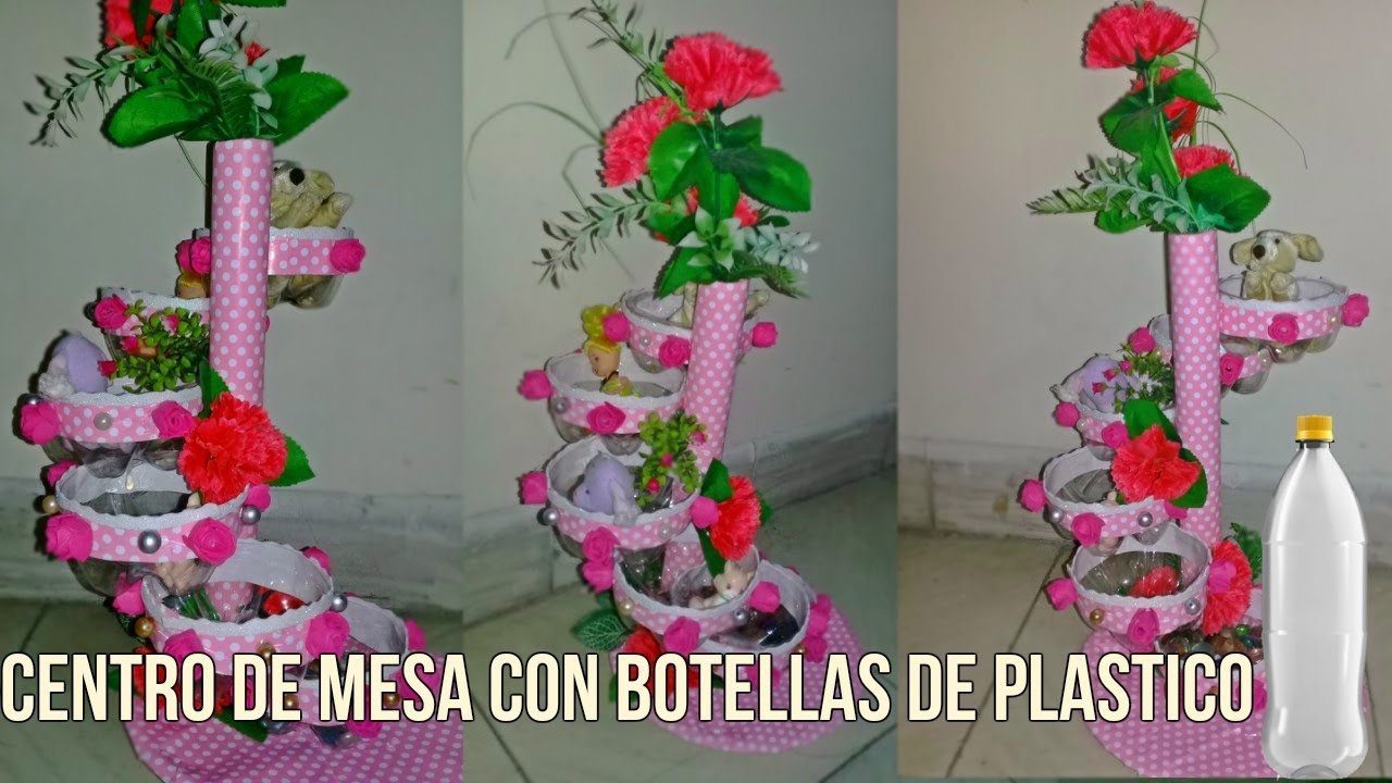 DECORACIÓN o CENTRO de MESA para fiesta con BOTELLAS de PLÁSTICO, image size:1280x720
